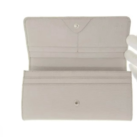 FENDI Vitello Elite Flowerland Continental Wallet Grigio Polvere - Picture 4 of 6